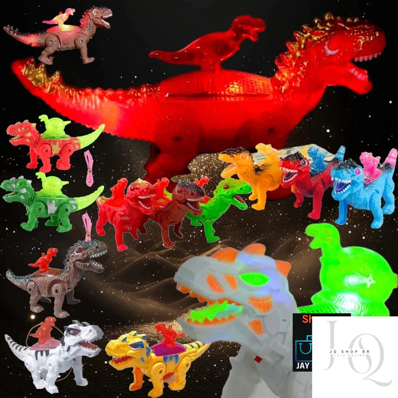 Brinquedo Dinossauro Robô Com Luzes Led Movimento E Som